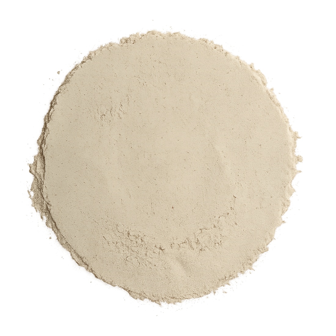 Psyllium husk powder arranged on a white background