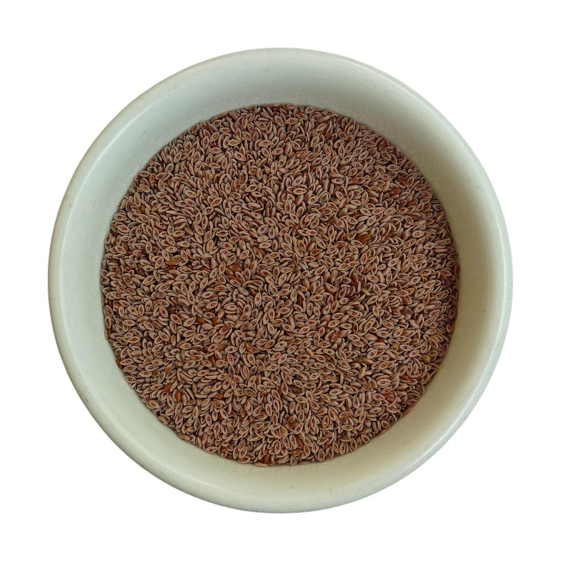 Psyllium seeds in white bowl